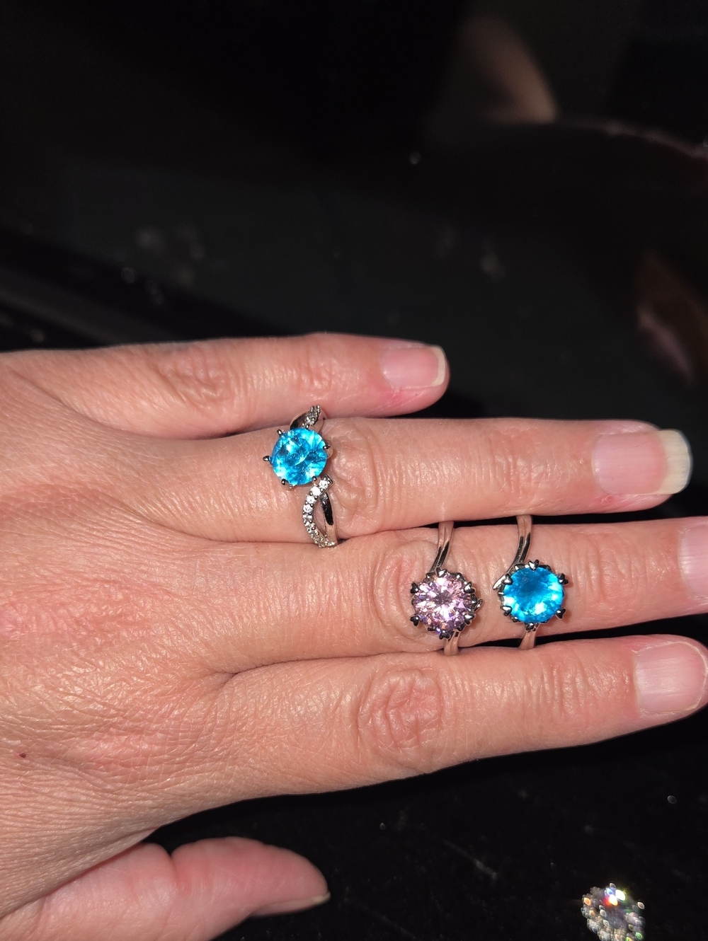 Set Of 17 Rings Women's Adjustable Multi-Color Gemstone Ring Collection - Picture 7 of 9